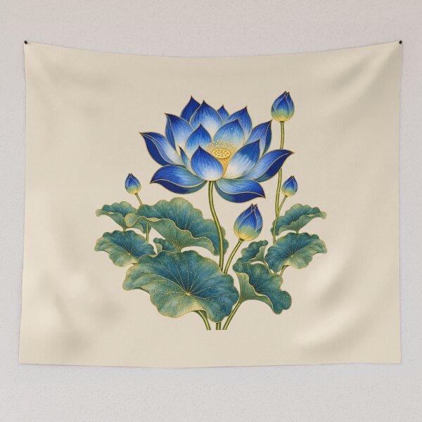 Item preview,  Blue Lotus Pichwai Art - Indian Folk Art designed and sold by ShreecreatE.