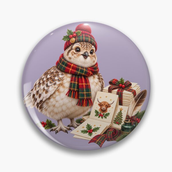Item preview, Cute Scottish Ptarmigan Making Christmas Cards designed and sold by MaedK.