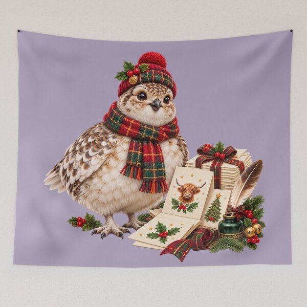 Item preview, Cute Scottish Ptarmigan Making Christmas Cards designed and sold by MaedK.