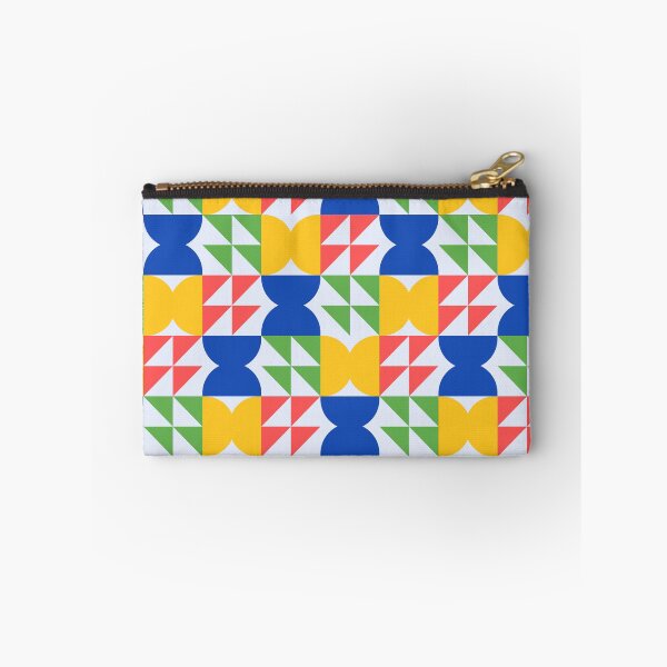 Item preview, Bold Retro Geometric Pattern in Blue, Yellow, Green and Coral Red | Mid Century Modern Abstract Shapes Print designed and sold by PatternXOXO.