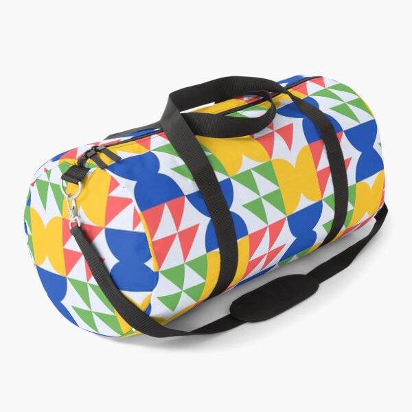 Item preview, Bold Retro Geometric Pattern in Blue, Yellow, Green and Coral Red | Mid Century Modern Abstract Shapes Print designed and sold by PatternXOXO.