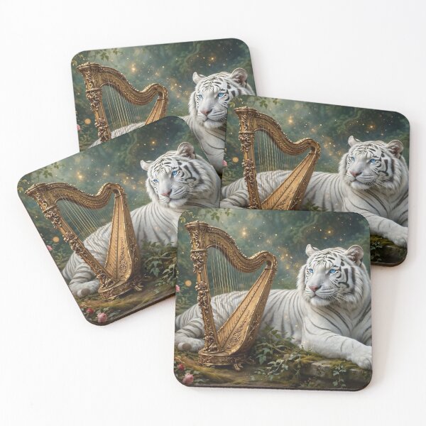 Item preview, The Harpist's Guardian – White Tiger in the Rosewood Forest designed and sold by TreatLLC.