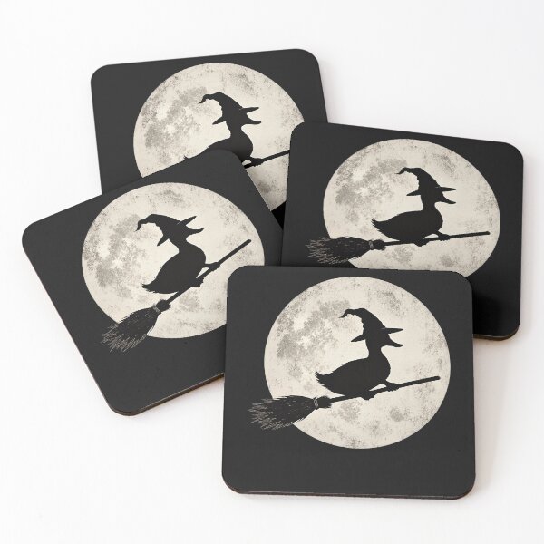 Item preview, Duck, witch on a broomstick, full moon, Halloween, vintage designed and sold by AilinsDesigns.
