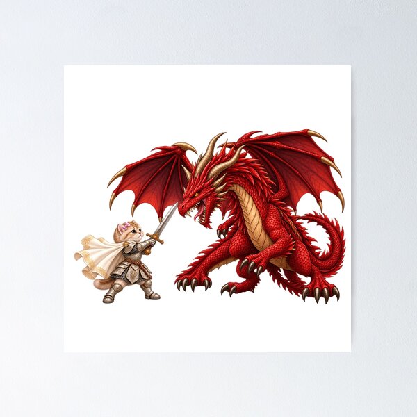 Item preview, Knight Kitten - Warrior cat - Meme cat with red dragon designed and sold by t-patterns.