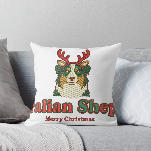 Item preview, Australian Shepherd Merry Christmas T-Shirt | Embroidered-Look Christmas Dog Shirt | Cute Aussie Holiday Gift for Dog Lovers designed and sold by wagandco.