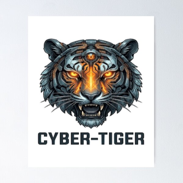 Item preview, Cyber Tiger Futuristic Cyberpunk Predator Art designed and sold by Shopyshivangi.