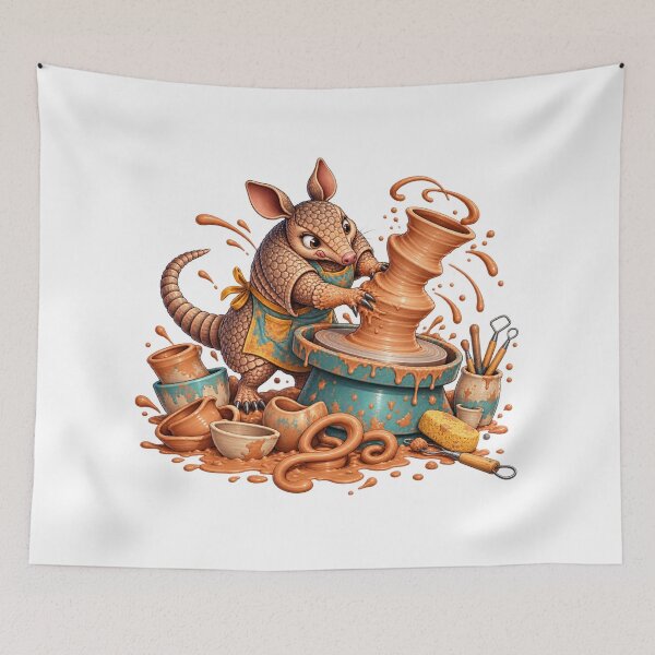 Item preview, Funny Armadillo Pottery Wheel Clay Chaos Animal Art for Shirts Stickers Mugs and Gifts designed and sold by Oddly Tiny Zoo.
