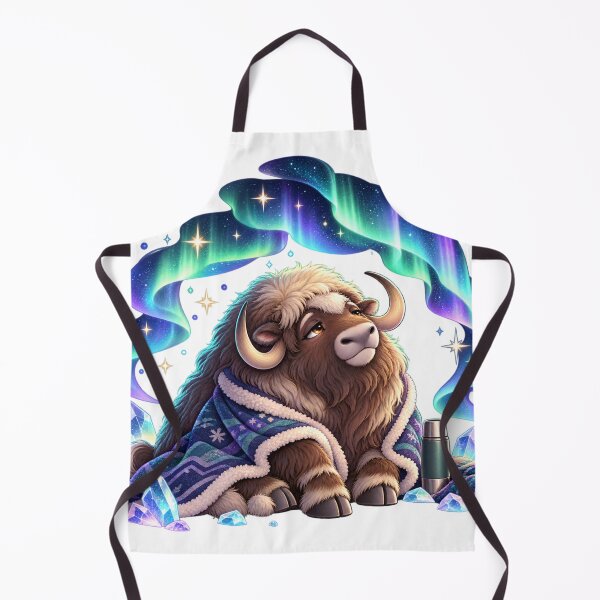 Item preview, Sleepy Musk Ox Northern Lights Aurora Animal Art for Shirts Stickers Mugs and Gifts designed and sold by The Tired Animal Club.