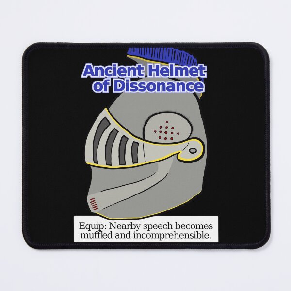 Item preview, Ancient Helmet of Dissonance. Equip: Nearby speech becomes muffled and incomprehensible designed and sold by LittleGreyMan2026.