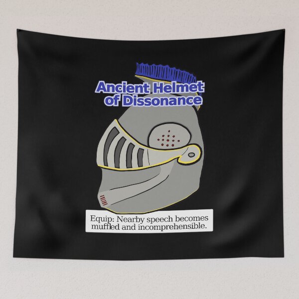Item preview, Ancient Helmet of Dissonance. Equip: Nearby speech becomes muffled and incomprehensible designed and sold by LittleGreyMan2026.