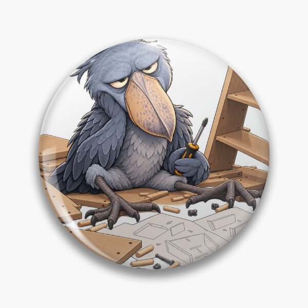 Item preview, Tired Shoebill Furniture Assembly Chaos Animal Art for Shirts Stickers Mugs and Gifts designed and sold by The Tired Animal Club.