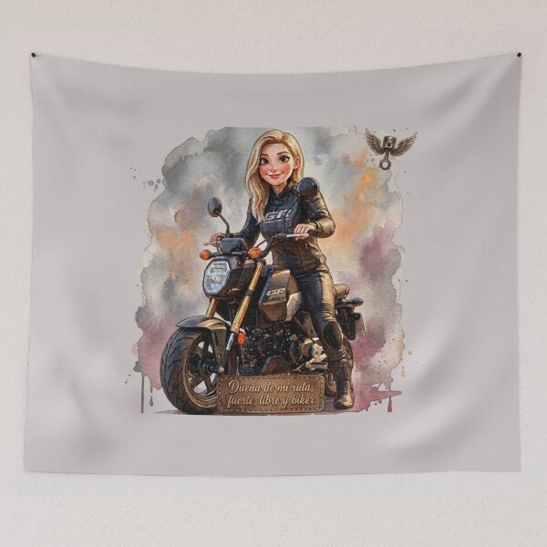 Item preview, Biker Girl - Owner of My Route, Strong, Free, and Biker / Motorcycle Woman Watercolor designed and sold by EfectoCreativo.