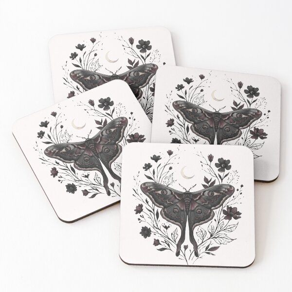 Item preview, Moth & Moon - Dark Botanical Art designed and sold by Witty Moon.