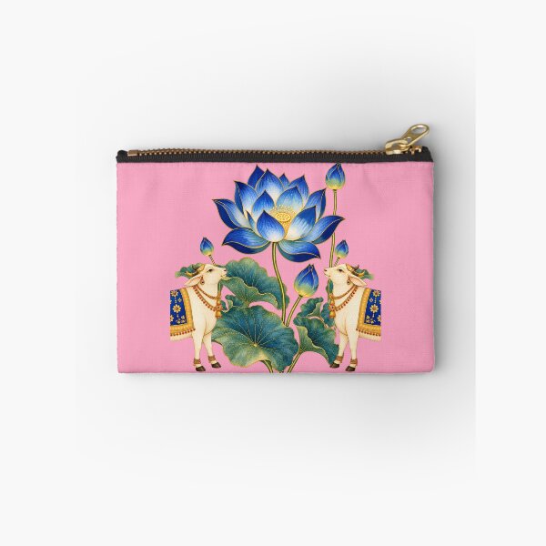 Item preview,  Blue Lotus Pichwai Art with Sacred Cows- Indian Wall Decor designed and sold by ShreecreatE.