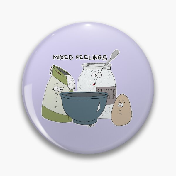 Item preview, Mixed Feelings Sticker | Funny Baking Kitchen Visual Pun designed and sold by MyxaART.