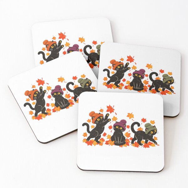Item preview, Black Cats Playing in Fall Leaves Thanksgiving Autumn designed and sold by Kladhadredo.