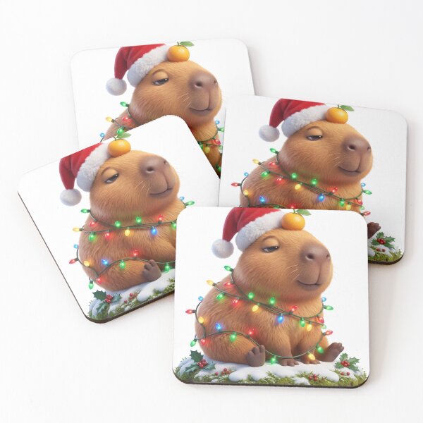 Item preview, Unbothered Capybara Tangled in Christmas Lights designed and sold by Thanat Pattern Studio.