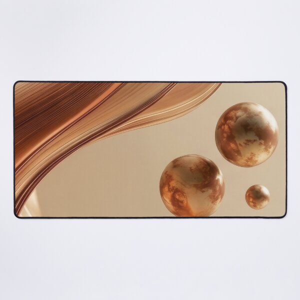 Item preview, Golden Abstract Art - Minimalist Fluid Metal and Floating Orbs designed and sold by MargaretWiktor.