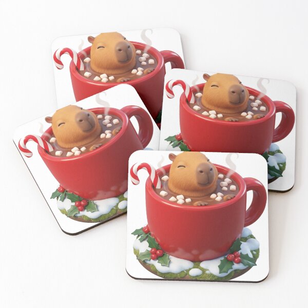 Item preview, Capybara Hot Cocoa Bath Cozy Christmas designed and sold by Thanat Pattern Studio.