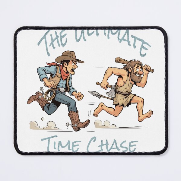 Item preview, The Ultimate Time Chase - Cowboy vs Caveman Retro Graphic T-Shirt designed and sold by Grxcreation.
