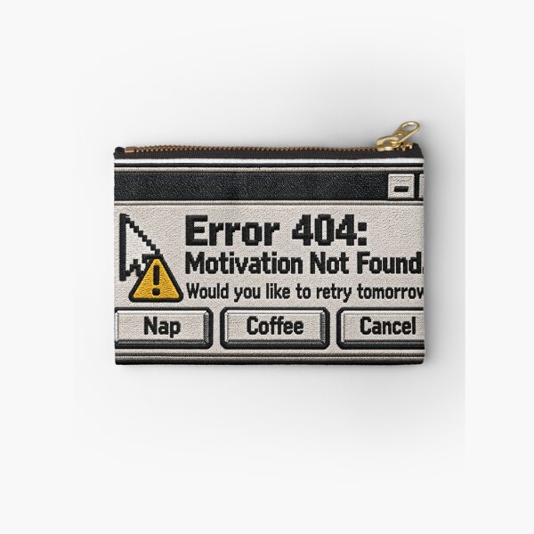Item preview, Error 404 Motivation Not Found – Funny Retro Computer Embroidery designed and sold by Emoji Emblems.