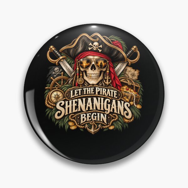 Item preview, Let the Pirate Shenanigans Begin – Funny Pirate Skeleton Treasure Adventure Design designed and sold by PosiMCreations.
