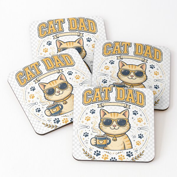 Item preview, Cat Dad Sunglasses Coffee Cute Retro T-Shirt designed and sold by EverydayBadge.
