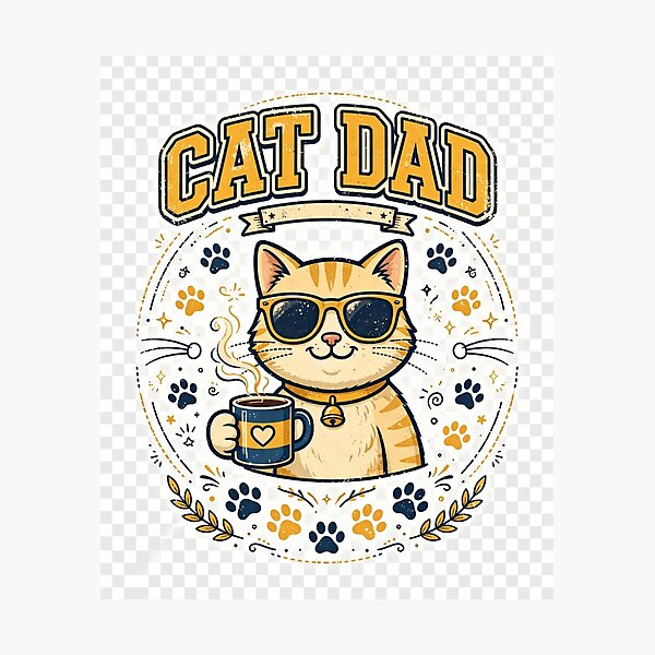 Item preview, Cat Dad Sunglasses Coffee Cute Retro T-Shirt designed and sold by EverydayBadge.