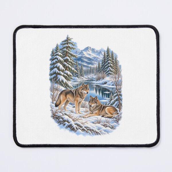 Item preview, Winter Wolves in Snowy Mountain Forest designed and sold by TeeARTHY.