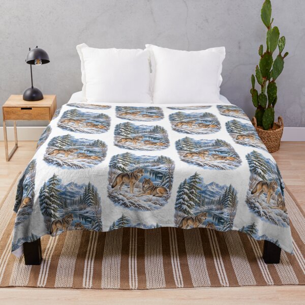 Item preview, Winter Wolves in Snowy Mountain Forest designed and sold by TeeARTHY.