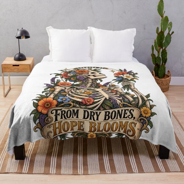 Item preview, Vintage Floral Skeleton Hope Blooms Inspirational Art designed and sold by LandFinStudio.