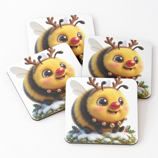 Item preview, Cute Reindeer Bumblebee with Red Nose designed and sold by Thanat Pattern Studio.