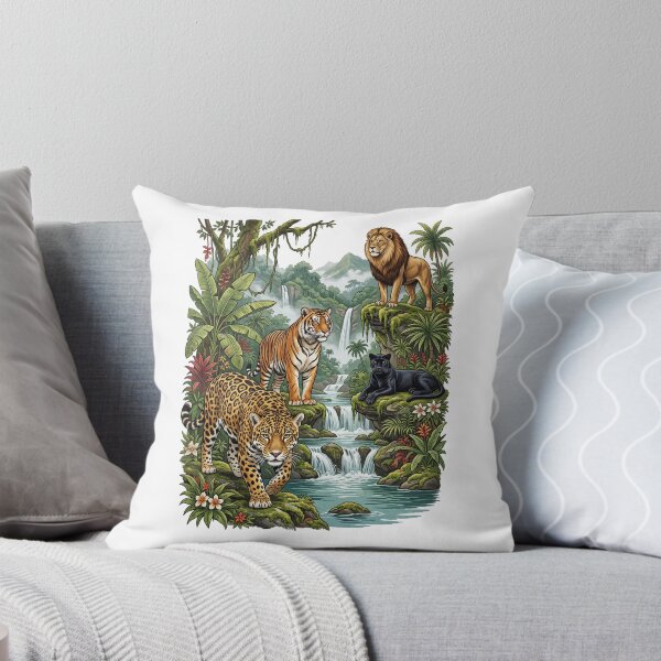 Item preview, Tropical Jungle Wild Big Cats Illustration designed and sold by TeeARTHY.