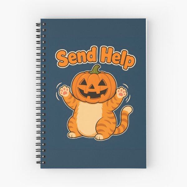 Item preview, Pumpkin Head Stuck Cat Send Help Halloween Pun designed and sold by Glitchart66.