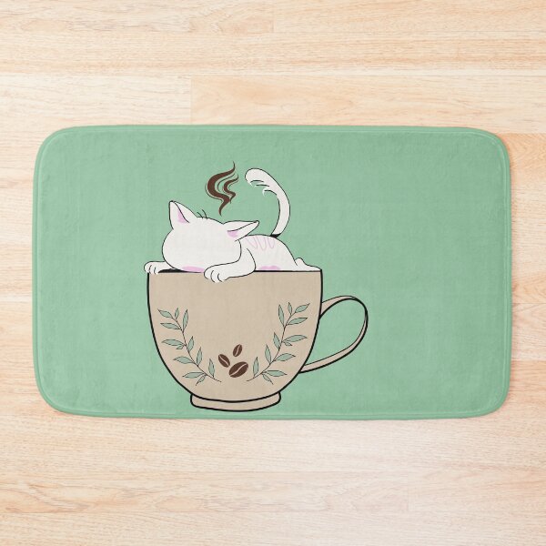 Item preview, Cozy Cat in Coffee Cup with Botanical Leaves and Steam designed and sold by bateka.