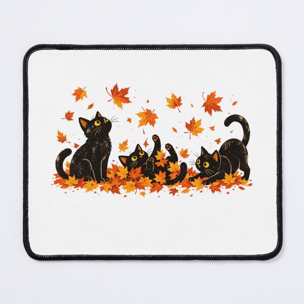 Item preview, Black Cats Playing in Fall Leaves Thanksgiving Autumn designed and sold by Kladhadredo.