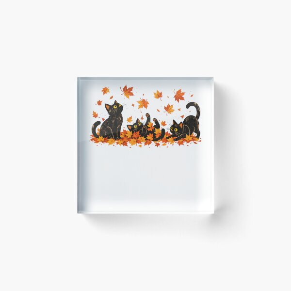 Item preview, Black Cats Playing in Fall Leaves Thanksgiving Autumn designed and sold by Kladhadredo.