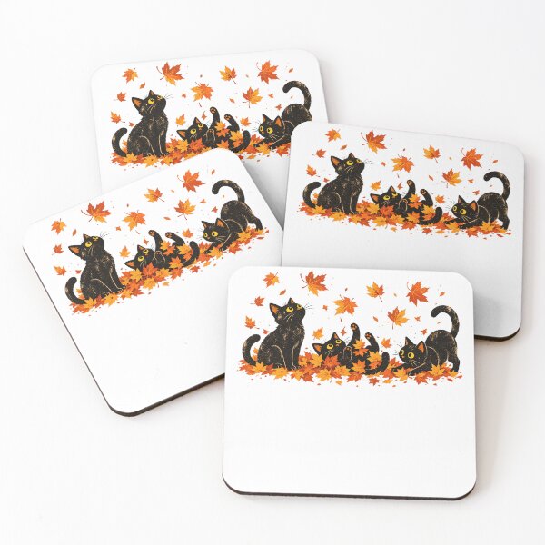 Item preview, Black Cats Playing in Fall Leaves Thanksgiving Autumn designed and sold by Kladhadredo.
