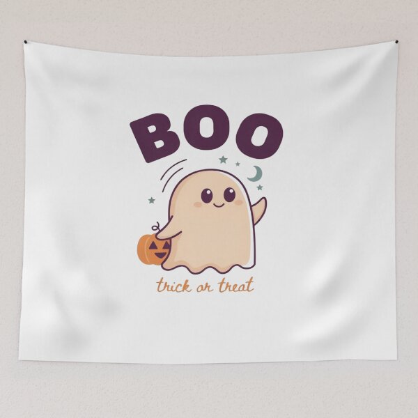Item preview, Waving Cute Ghost Boo Trick or Treat Halloween,brafdesign designed and sold by Brafdesign.