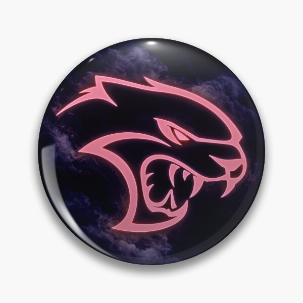 Item preview, Neon Hellcat Glowing Logo Poster Pink Smoke Automotive Art designed and sold by trekxtherex.