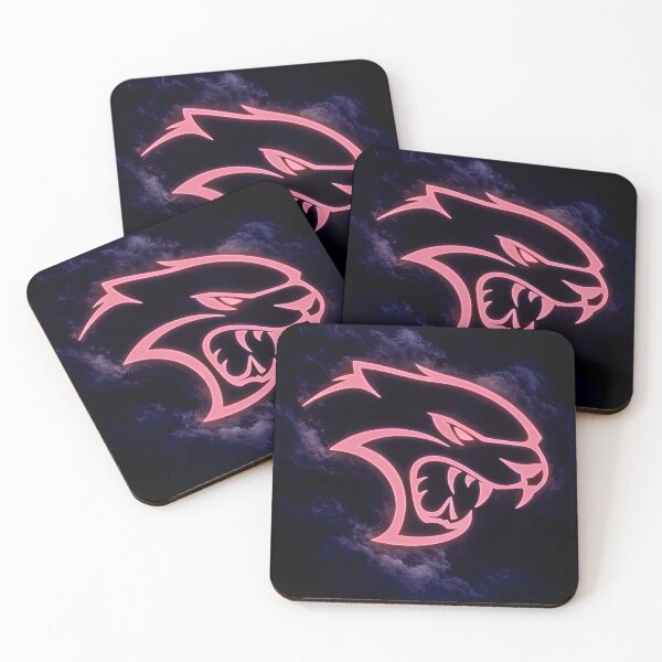 Item preview, Neon Hellcat Glowing Logo Poster Pink Smoke Automotive Art designed and sold by trekxtherex.