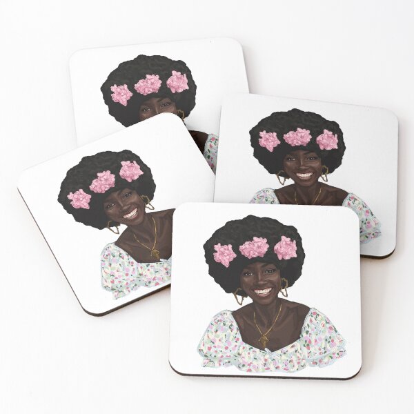 Aperçu de l'œuvre Femme africaine avec des fleurs créée et vendue par Krumboala.