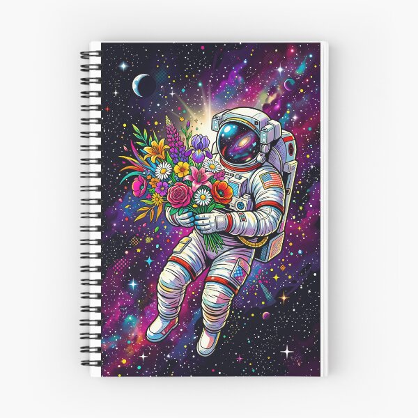 Item preview, Cosmic Astronaut with Vibrant Floral Bouquet designed and sold by SnapStickerHub.