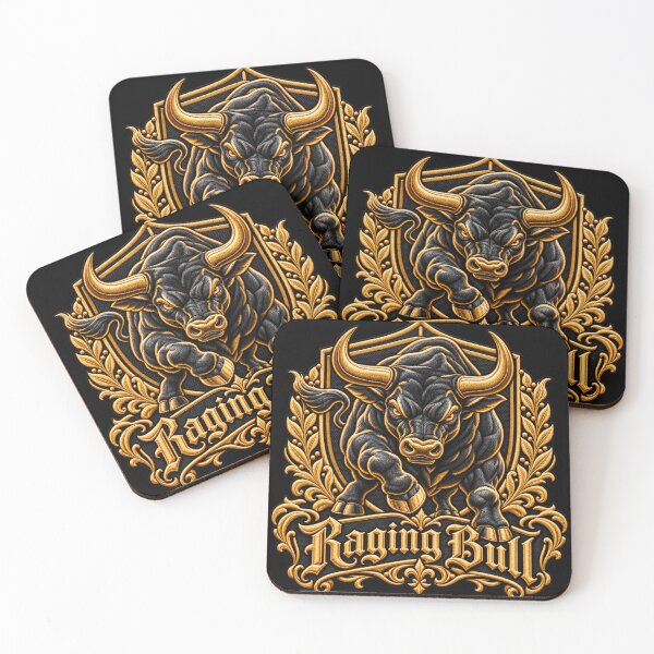 Item preview, Raging Bull Embroidery – Gothic Gold Bull Crest Streetwear Design designed and sold by Emoji Emblems.