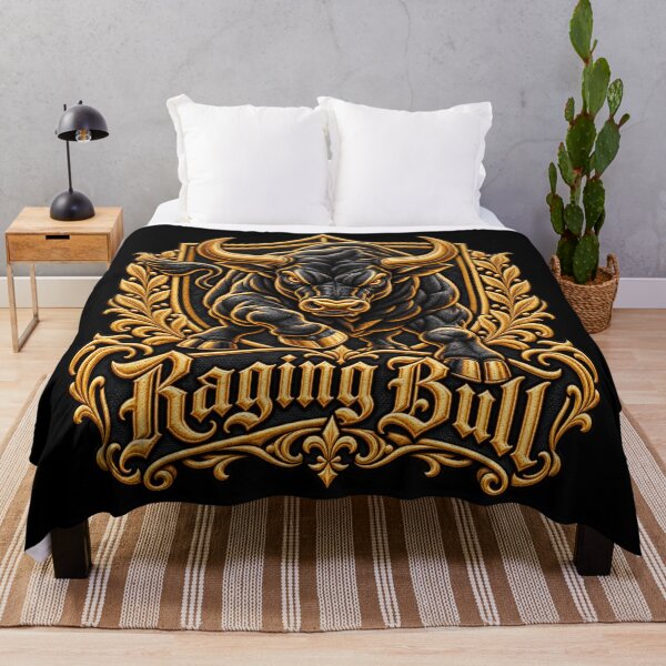 Item preview, Raging Bull Embroidery – Gothic Gold Bull Crest Streetwear Design designed and sold by Emoji Emblems.