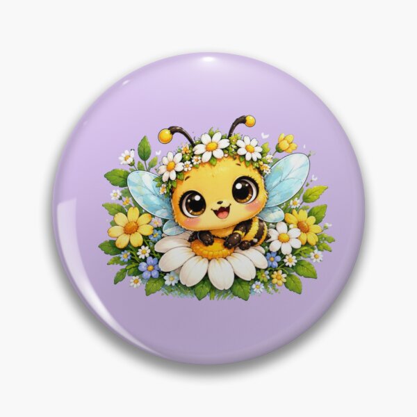 Item preview, Cute Kawaii Bee with Daisy – Adorable Bumblebee designed and sold by MushArtist.