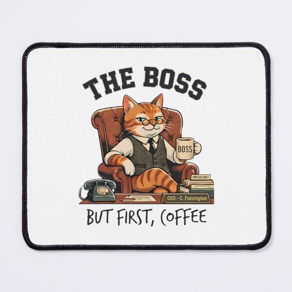 Item preview, The Cat Boss enjoying cup of Coffee in the morning before starting work designed and sold by Afnan Store.