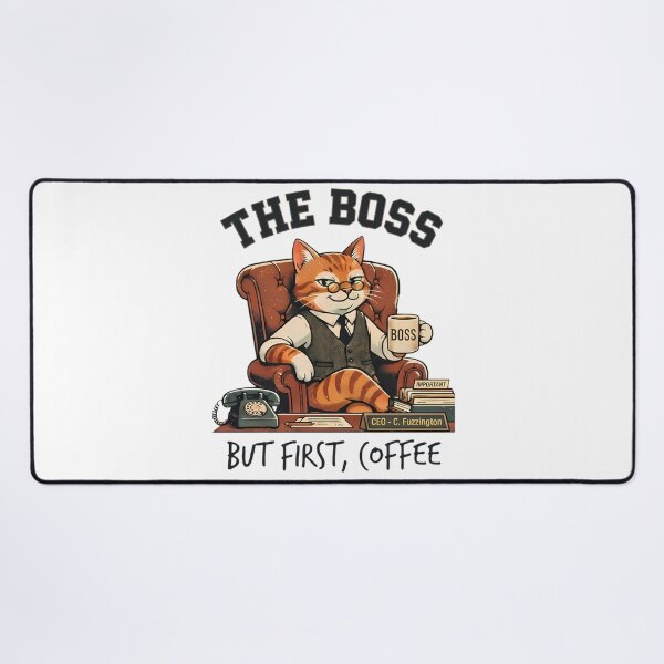 Item preview, The Cat Boss enjoying cup of Coffee in the morning before starting work designed and sold by Afnan Store.