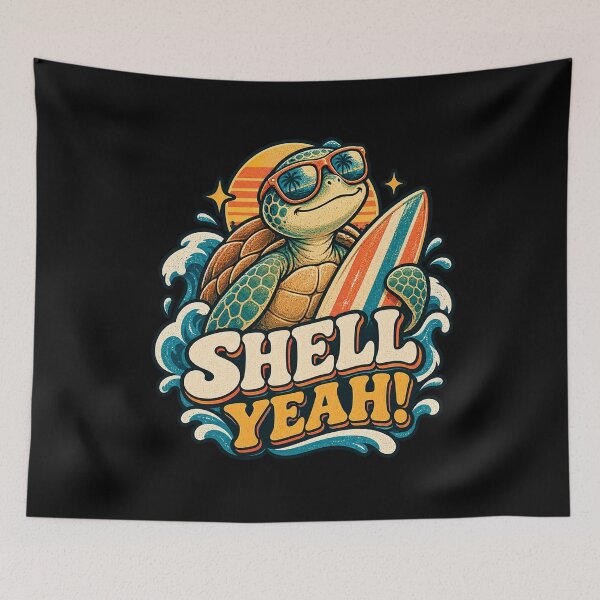 Item preview, Shell Yeah! – Retro Surfing Sea Turtle Vintage Summer Design designed and sold by DogLord.