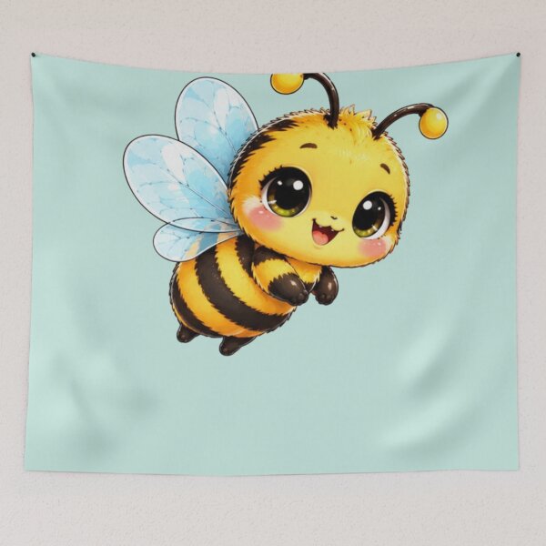 Item preview, Happy Kawaii Flying Bee – Cute Bumblebee Art designed and sold by MushArtist.